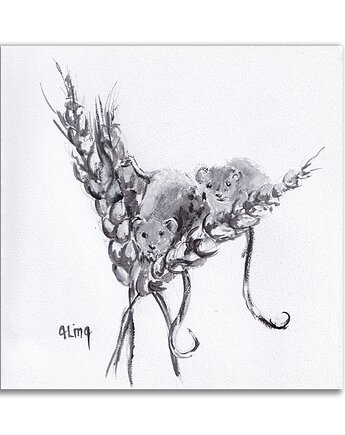 Myszki. Grafika ręcznie malowana, Galeria Alma