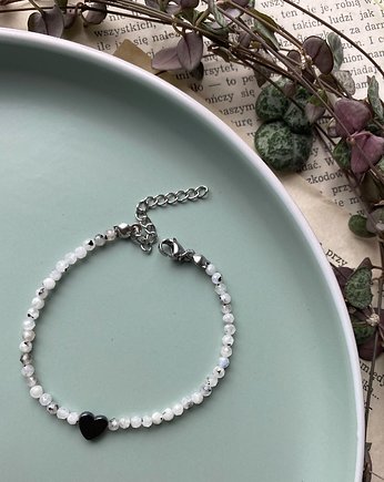 Bransoletka kamienie półszlachetne serduszko, Panji Handmade