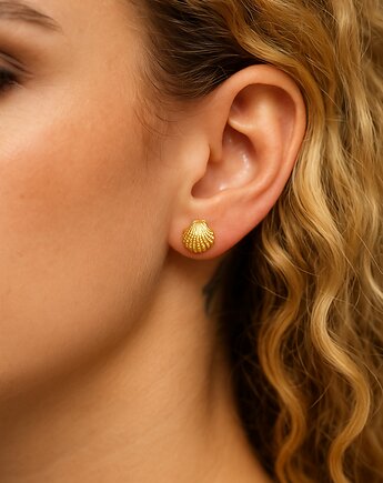 Pozłacane kolczyki muszelki - GOLD SEASHELL, Yanowska