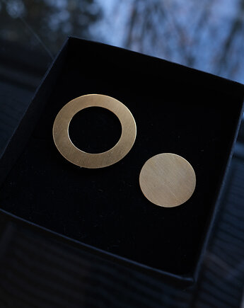 Kolczyki asymetryczne pozłacane RING, Marta jewelry