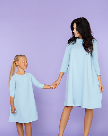 Komplet dla mamy i córki, sukienki, model 24, jasnoniebieskie, TESSITA