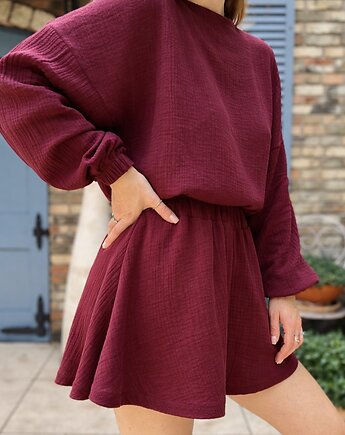 Be My Baby / burgundowy komplet muślinowy, Bohemian Soul atelier by M.