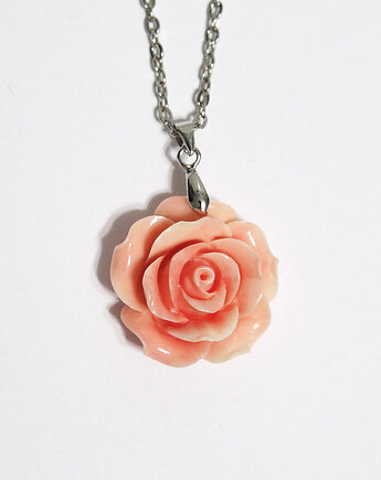 Naszyjnik - Jasno różowa róża - koral, yenoo