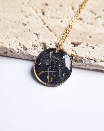 Wisiorek z żywicy z dmuchawcem kółko, Kwiat Paproci