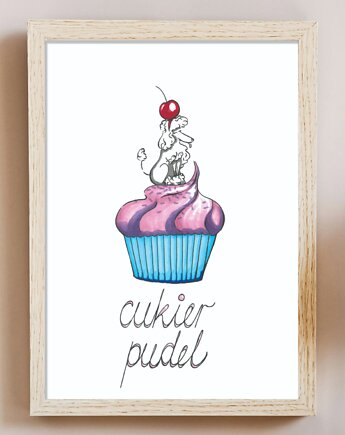 Plakat Cukier Pudel, Burgundowe Rysunki