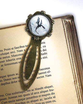 Zakładka do książki - Czarny smok - klips, brąz, yenoo