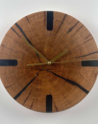 Zegar wiszący drewniany - dąb z żywicą, BooGoo