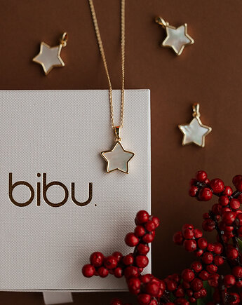 Naszyjnik z gwiazdką z masy perłowej, naszyjnik na święta, Bibu bijoux