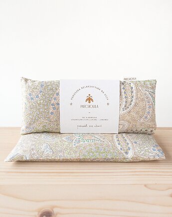 Poduszka relaksacyjna na oczy z ekologicznymi nasionami lnu i kwiatami lawendy., Patchoula