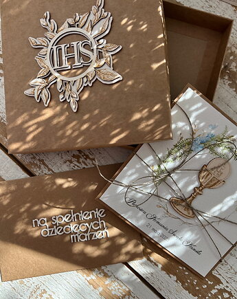 Personalizowana ręcznie robiona kartka komunijna, prezent na komunię - pamiąt, sorte