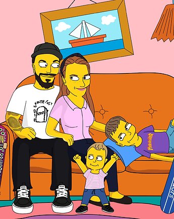 Plakat The Simpsons portret dla par, portret rodzinny, landart