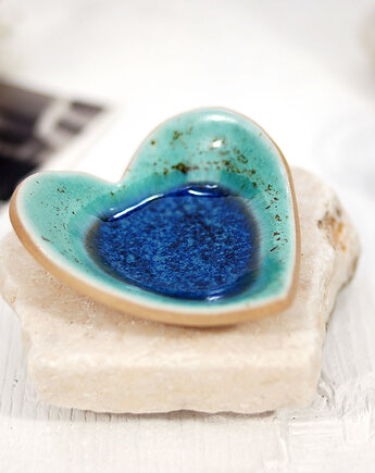 Ceramiczna miseczka na obrączki, biżuterię - laguna, 10FingersArt