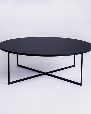 Designerski okrągły stolik kawowy NIKO 100 cm czarny podstawa X, CustomForm