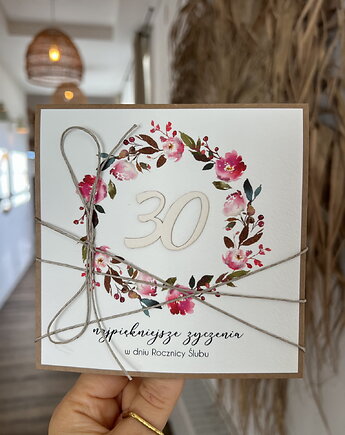 Wyjątkowa kartka ręcznie robiona z okazji 30 rocznicy ślubu, sorte