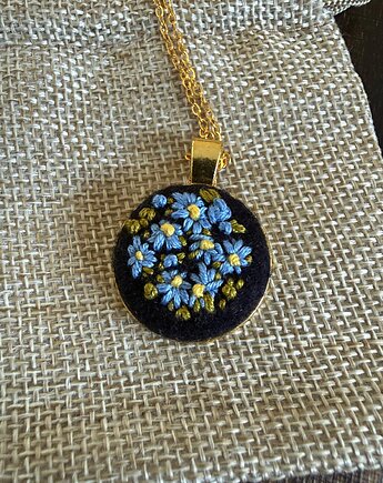 Ręcznie wyszywany naszyjnik "Niezapominajki", ReinerArt