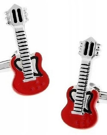 Spinki do mankietów CZERWONE gitary GITARA, AKADEMIA STYLU