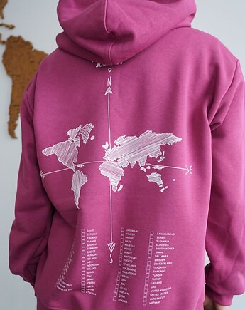 Zaznacz odwiedzone państwa - orchidea bluza dla podróżnika z kapturem, Wear Your Journey