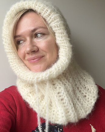 Kominiarka handmade kaptur, Swetry na drutach