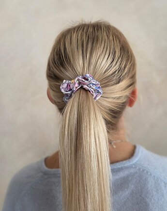 Gumka jedwabna, scrunchie, wild  pastel watercolor MINI, Capillum