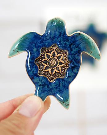 Ceramiczny magnes żółw morski turkus, 10FingersArt