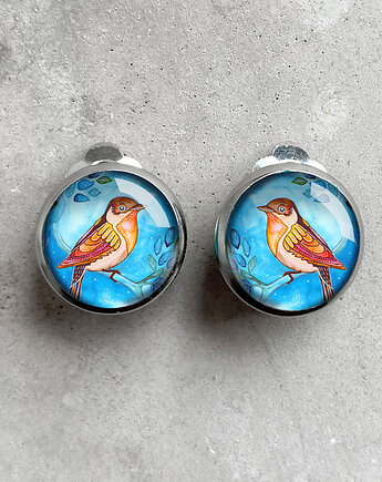ORANGE BIRD klipsy na imieniny, muamua design