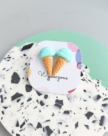 Kolczyki sztyfty smerfowe lody, Wypieczone