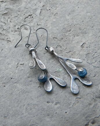 Kianit -  gałązki  -długie  kolczyki, Beata Trotter