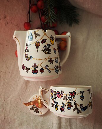 Świąteczny zestaw imbryk z  filiżanką Tea for one SWEET, ka.linea