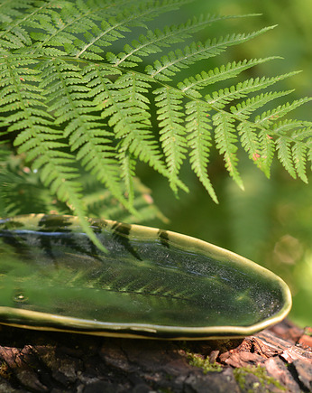 Patery z kolekcji FERN, zestaw trzech talerzy z liściem paproci, Joanna Serafin design
