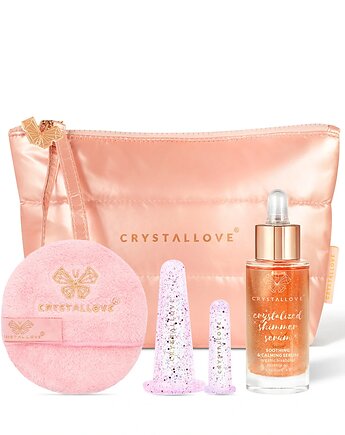 Miss CRYSTALLOVE Set Pink - bańki do twarzy + serum z kwarcem + wacik + kosme, CRYSTALLOVE