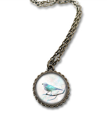 Medalion - Turkusowy ptaszek - mały, brąz, yenoo