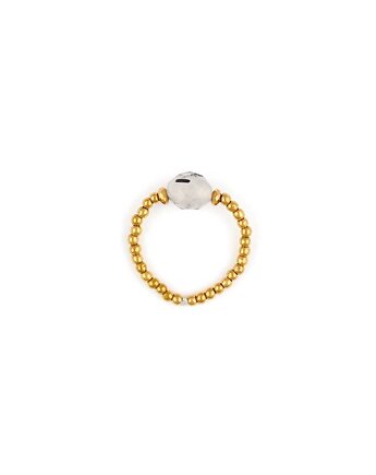 Pierścionek z Kwarcem Paproci złote hematyty, Kulka Bransoletki