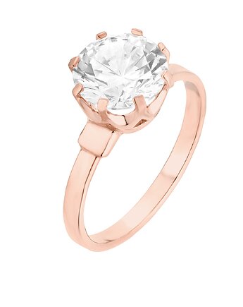 Pierścionek z różowego złota z dużą cyrkonią, SOTHO