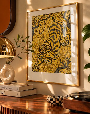 PLAKAT Tygrys obraz z tygrysem grafika japoński vintage, black dot studio