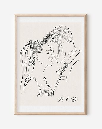 Metryczka ślubna,  PORTRET RYSOWANY ZE ZDJĘCIA, Mint In Paper