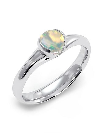 Sydney - Srebrny pierścionek z opalem, OSOBY - Prezent dla Dziewczyny