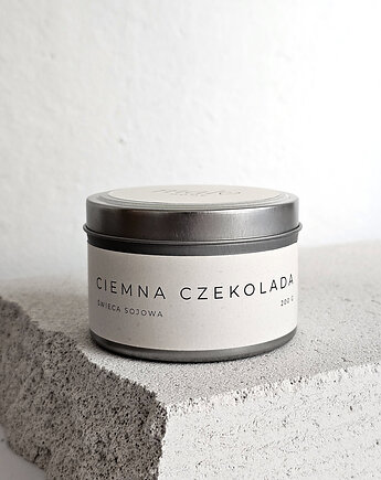 Świeca sojowa zapachowa Ciemna Czekolada 200 g w puszce, Malvhome