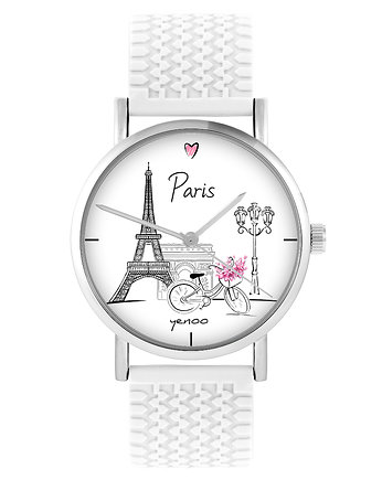Zegarek - Paryż - silikonowy, biały, yenoo
