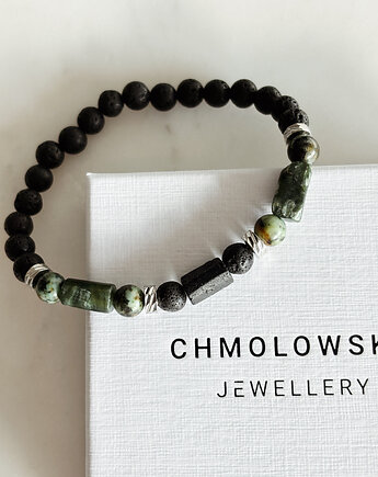 Bransoletka Męska Unikatowa Serafnit i Turmalin, Chmolowska Jewellery