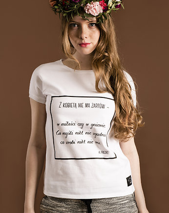Koszulka z cytatem, A. Fredro, "Z kobietą...", GOLDENLIPS