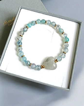 Serce z labradorytu i agat smoczy, kaktusia