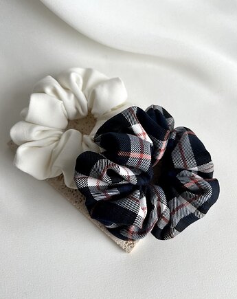 Scrunchie w granatową kratkę Blue Check, Volie Line