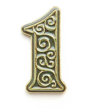 Numer mieszkania, cyfra 1 zielono-brązowa, pracowniazona