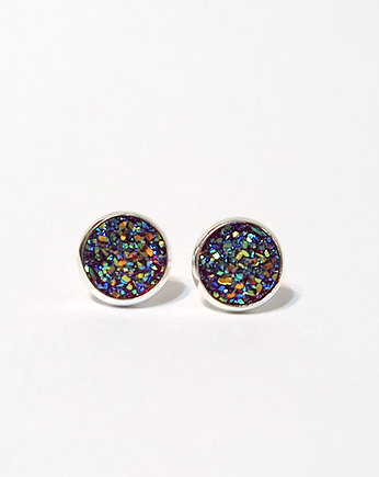 Kolczyki mini - Druzy burgund - sztyfty, yenoo