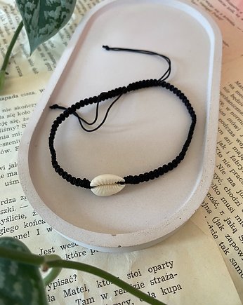 Bransoletka pleciona muszla na nogę, Panji Handmade