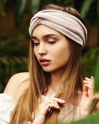 Powder Pink Velvet Turban - Opaska, Girlsband