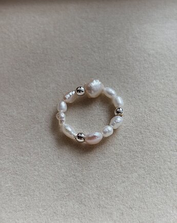 Pierścionek elastyczny Perły Naturalne, Chmolowska Jewellery