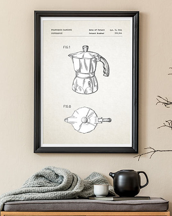 Kawiarka - patent - plakat 50x70 cm, minimalmill