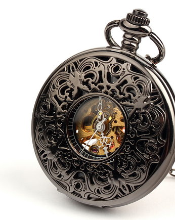 Zegarek nakręcany - AŻUR IV (DARK) BLACK DIAL, DROBINY CZASU