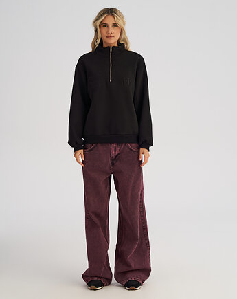 Bluza TROYER ze stójką i zamkiem BLACK ON BLACK damska, HARP TEAM